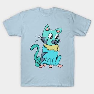 Blue Cat Original Artwork T-Shirt